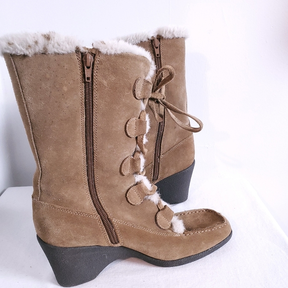 Aerosoles Leather Snow Fur Lined Boots - Picture 4 of 10